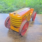 Vintage Marx Tin Litho Wind Up Climbing Farm Tractor Orange Yellow Red 1950s Toy
