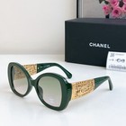 Chanel Ch5531 Oversized Square Shades 54   20   145 Dark Green Gold Decor Gradient
