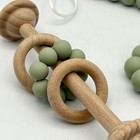 Sage Color Silicone And Beech Wood Teether Rattle Pacifier Clip