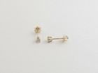 Diamond Stud Earrings 14k Yellow Gold Screw Back For Kids And Adults