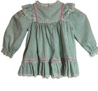 Vtg Bryan Baby Girl Christmas Dress Sz 2t Green White Lace Collar Red Ribbon
