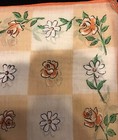 Vintage Ladies Floral Hankie Roses And Daisies Check Print 11 5 X 12