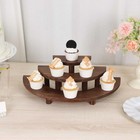 3 Semicircle 3 Brown Tier Wooden Cupcake Pedestals Dessert Display Stands Party