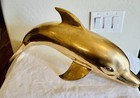 Large Vintage Solid Brass 21    Dolphin Sculpture Statue Figurine Beach Decor