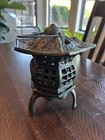Vtg Cast Iron Asian japanese Pagoda Garden Hanging Light candle Lantern lamp