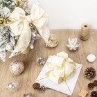 Ivory Crushed Velvet Wired Ribbon With Beaded Pearl Edge  2-1 2 Inch 10-yard    