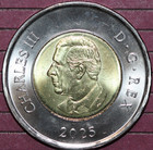 Canada  2025 Toonie 2 Dollars  Charles Iii   Polar Bear Foreign Coin-  28mm