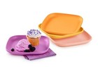Tupperware Square 8  Plates Raised Edges Lunch picnic New Bpa Free Pastel Colors