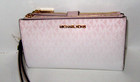 Michael Kors Jet Set Double Zip Wristlet Wallet Powder Blush Logo Phone Nwt  178