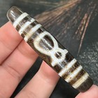 Tibetan Buddhism Agate Wealth God Totem Dzi Bead Amulet Necklace Pendant X1366