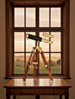 Vintage Brass Telescope On Wooden Tripod   Nautical Decor Spyglass Collectible