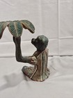 Vintage Bombay Co Cast Iron Sitting Monkey Candlestick Candle Holder Palm Tree
