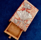 Vintage Chinese Carved Hard Stone Box W Drawer Lacquered Red Floral Relief