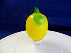 Vtg Murano Style Yellow Glass Lemon Green Leaf Retro Faux Fruit  stand Not Incl 