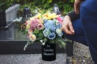 Metal Grave Memorial Vase Flower Holder In Ground Cemetery Vase Grave Round