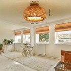 Vintage Bamboo Wicker Rattan Lantern Ceiling Light Fixture Semi Flush Mount Lamp