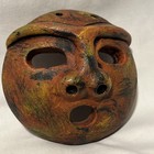 Clay Mask Tribal African Terracotta Hand Painted Round Wall Decor