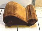 Antique Gout  Stool   Brass Nailhead Trim W  Wood Base   Original Upholstery