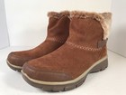 Skechers Easy Going Small Towns Womens Size 10 Boots Brown Leather Fur Slip-ins