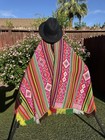 Large Peruvian Shaman Wool Poncho Andean Mountain Ceremony - Multicolor