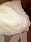 Antique Hand Embroidered White Cotton Child s Bonnet
