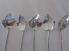 Vintage Sterling Silver Ice Tea Spoons Set Of 6      leaf  Pattern