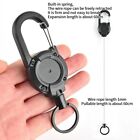 Heavy Duty Retractable Carabiner Car Key Chain Badge Holder Steel Cord Keychain