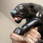 Vintage Ceramic Black Panther Figurine Mcm Rock Mountain Stalking Statue 9 5 