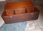 Antique Sportsman Fishing Tackle Box  Unusual Laminated Wood 1930s Wooden Gilson