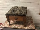Antique Vtg Large Foot Stool Ottoman Bench W cushion 16 1 2 X 16 1 2    X 14 1 2    