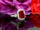 4 50 Ct Natural Emerald Cut Ruby   Diamond Engagement Ring 14k White Gold Size 6