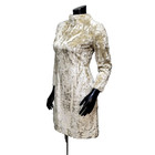 Vintage 60s 70s Geno Calif Womens S Furry Long Sleeve Mock Neck Mod Shift Dress