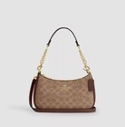 Coach Teri Ladies Elegant Shoulder Bag Leather Crossbody Khaki saddle Multi Us
