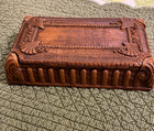 Vintage Faux Wood Molded Resin Trinket Vanity Dresser Box W  Lid 8  X 4 