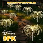 8pc 120 Led Solar Firework Lights Outdoor Garden Decor Waterproof Path Lawn Lamp