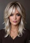 New Fashion Layered Long Natural Golden Brown Wavy Women s Wigs 14in