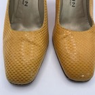 St  John Size 6 5 Leather Embossed High Heels Mustard Yellow Slip On Shoes