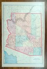 Vintage 1907 Arizona Map 14 x22  Old Antique Original Globe Phoenix Prescott Az