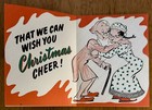 Unused Christmas Man Wife Happens Once Year Comic Vtg Greeting Card 1940s 1950s
