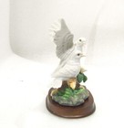 White Doves Figurine Ceramic Birds Wings Outstretched Asis