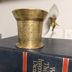 Antique Heavy 3 5lb Indo-persian Brass Mortar - Hand-engraved Apothecary Bowl