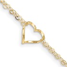 Real 14kt Yellow Gold Double Strand Heart 9in Plus 1in Ext Anklet  9 Inch