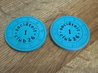 Vintage Societeit Club 26 Blue Token Chip Lot Of 2 Rare Gambling Casino Miscella