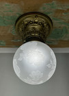 Restored Antique Vtg Victorian Art Deco Flush Mount Ceiling Light Ornate Floral