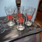 Vintage Lone Star Beer Pilsner Hour Glass With Red Graphics Set Of 4 