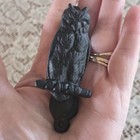 Vintage Small Mini Black Metal Owl Door Knocker 3 5  X 1 5 