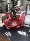 2 Indiana Glass Company On Nest In Christmas Colors Excellent Vintage Condition