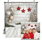 10x10ft Christmas Backdrop Xmas Tree Balls White Wood Floor Photography Prop