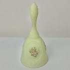 Fenton Dogwood Uranium Custard Glass Bell 7  Hand Painted Signed Uv Glow