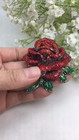 Luxurious Red Zircon Crystal Rose Flower Pendant Woman Brooch Pin Corsage Gifts